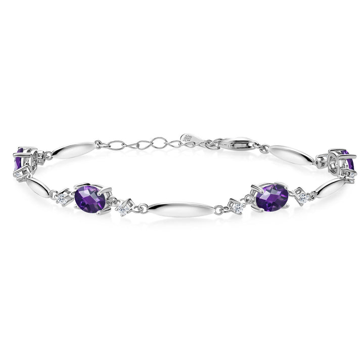 Amethyst-Checkerboard - February_Bracelet in 925 Sterling Silver