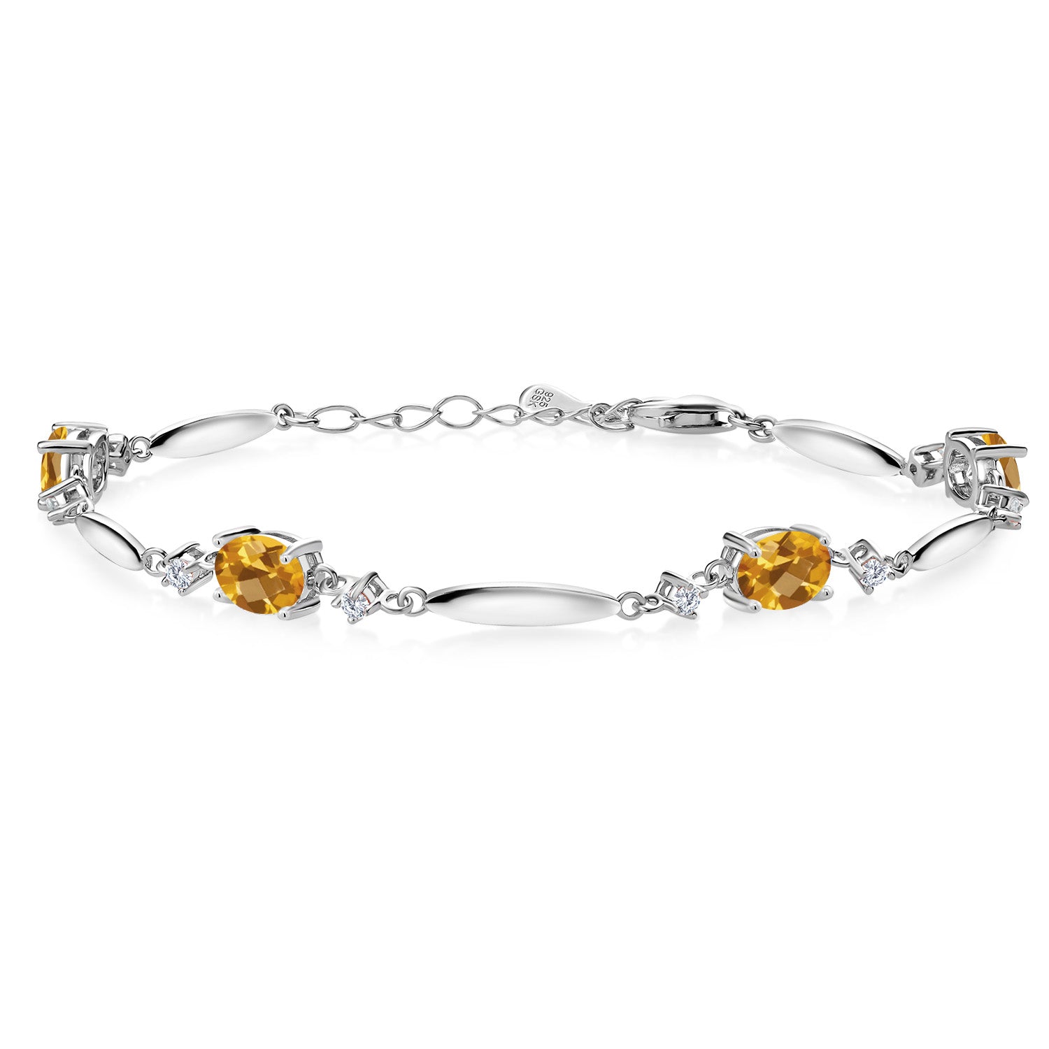 Citrine-Checkerboard - November_Bracelet in 925 Sterling Silver