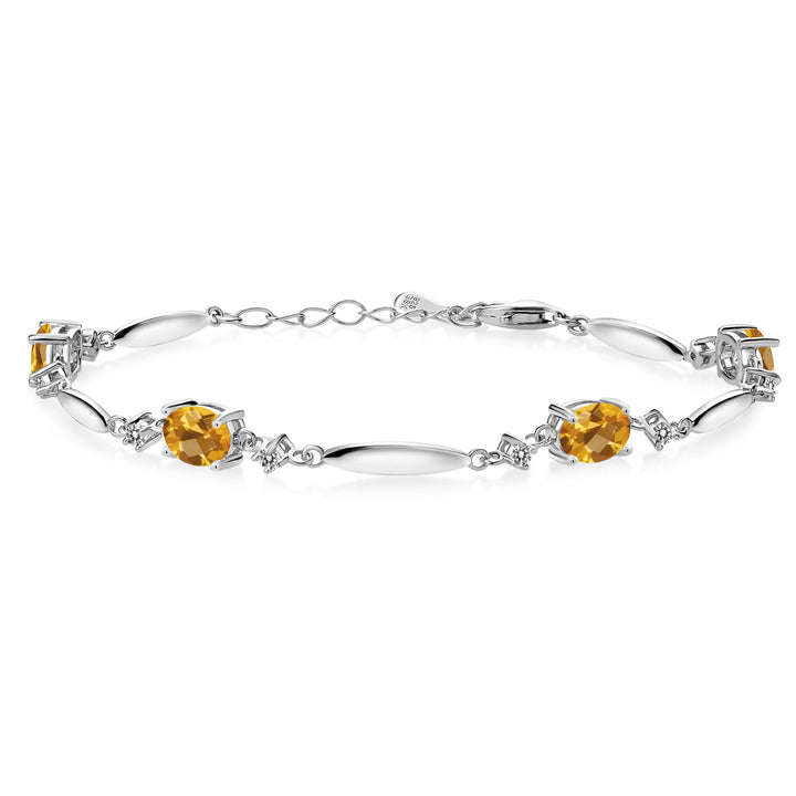 Citrine-Checkerboard - November_Bracelet in 925 Sterling Silver