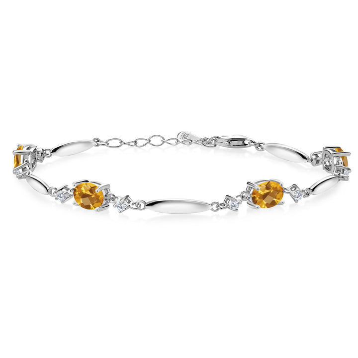 Citrine-Checkerboard - November_Bracelet in 925 Sterling Silver