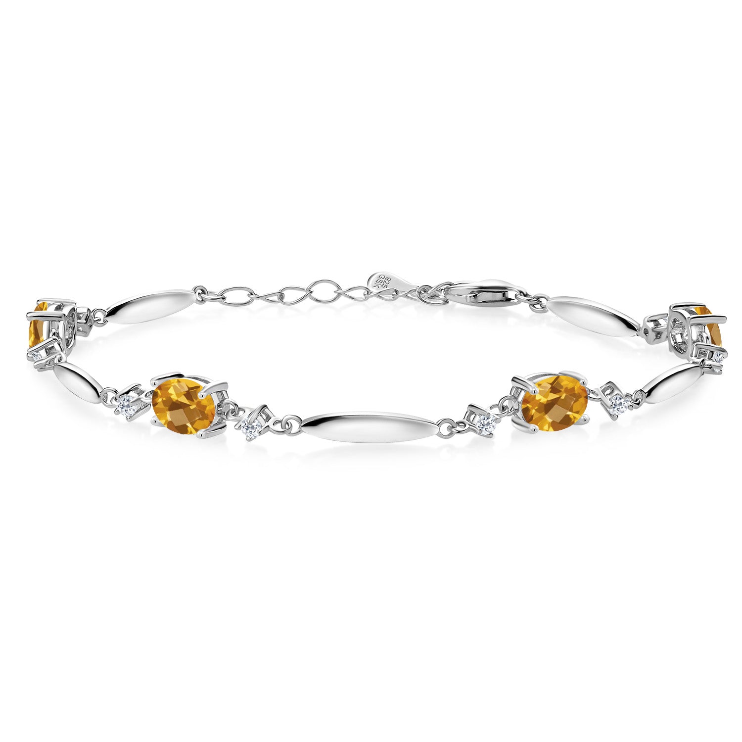 Citrine-Checkerboard - November_Bracelet in 925 Sterling Silver