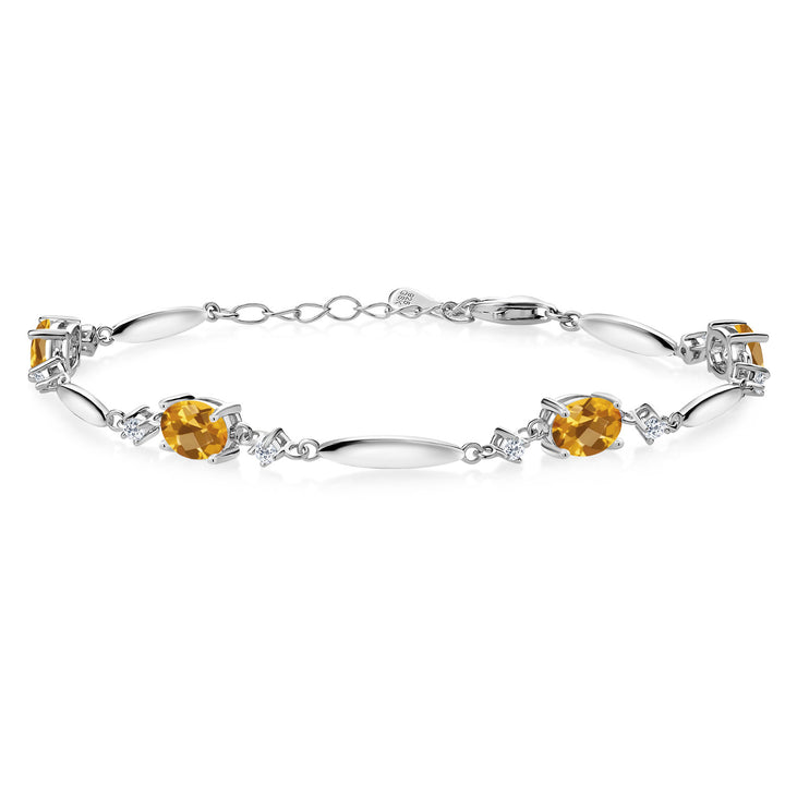 Citrine-Checkerboard - November_Bracelet in 925 Sterling Silver