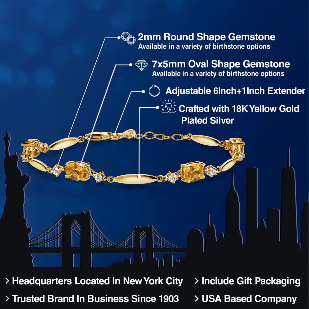 Citrine - November_Bracelet in 925 Yellow Gold Plated Silver