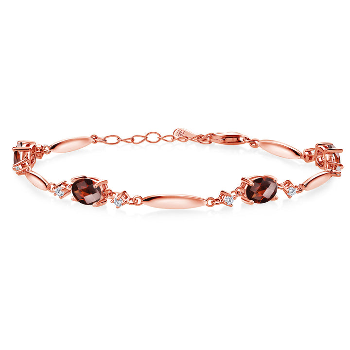 Garnet-Checkerboard - January_Bracelet in 925 Rose Gold Plated Silver