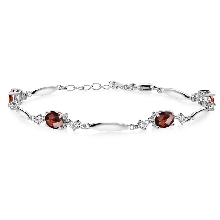 Garnet-Checkerboard - January_Bracelet in 925 Sterling Silver