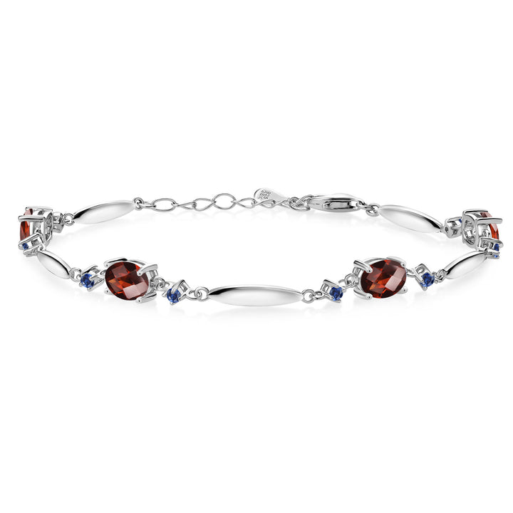 Garnet-Checkerboard - January_Bracelet in 925 Sterling Silver