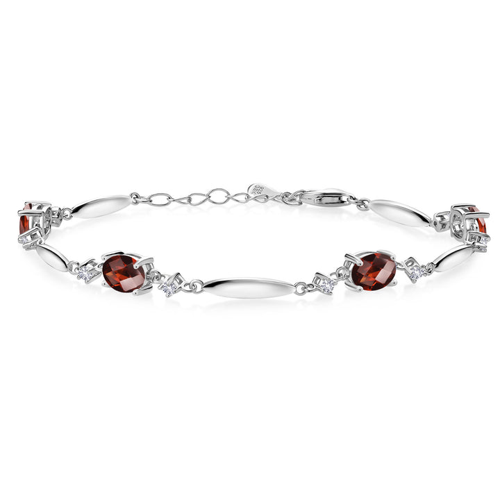 Garnet-Checkerboard - January_Bracelet in 925 Sterling Silver