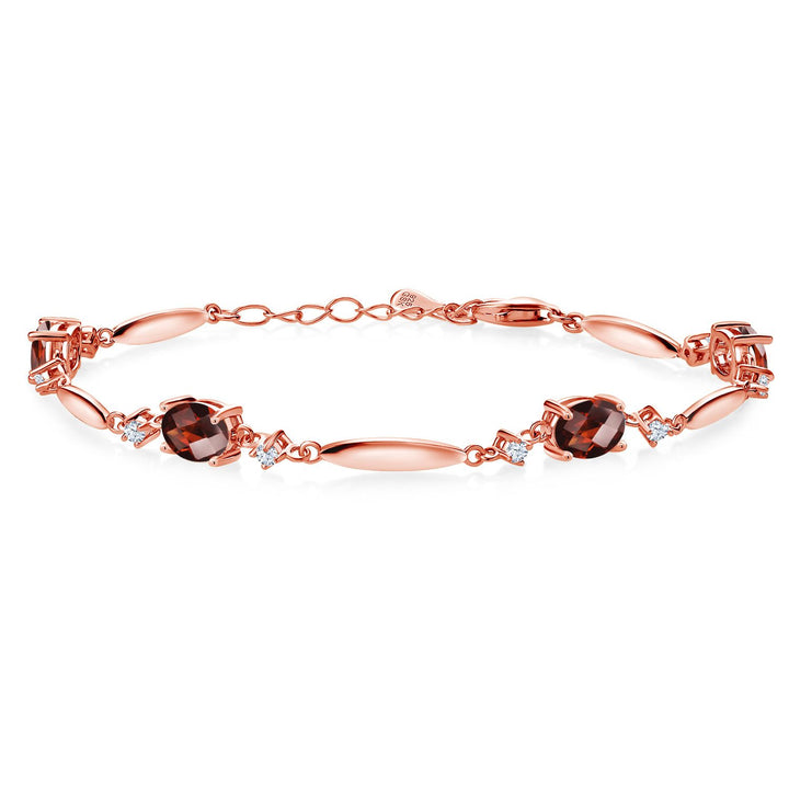 Garnet-Checkerboard - January_Bracelet in 925 Rose Gold Plated Silver