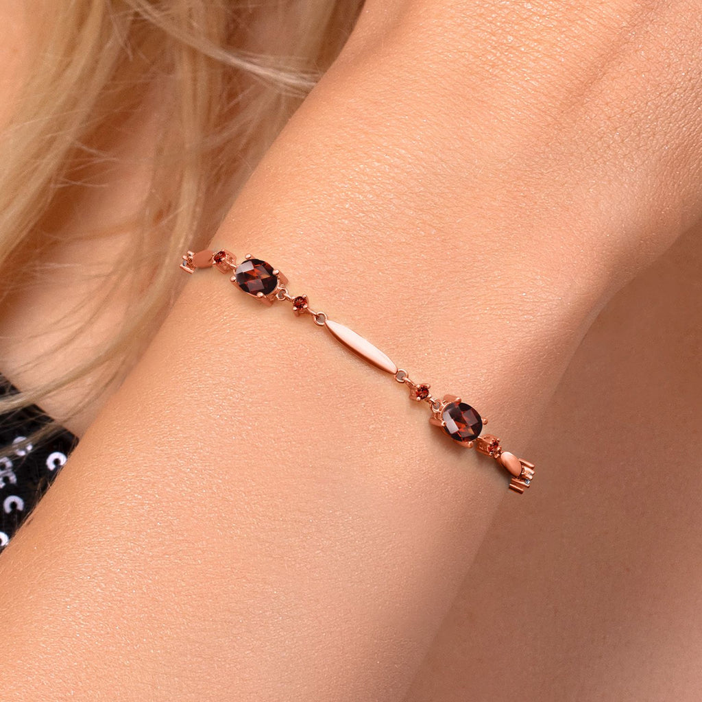 Garnet - January_Bracelet in 925 Rose Gold Plated Silver