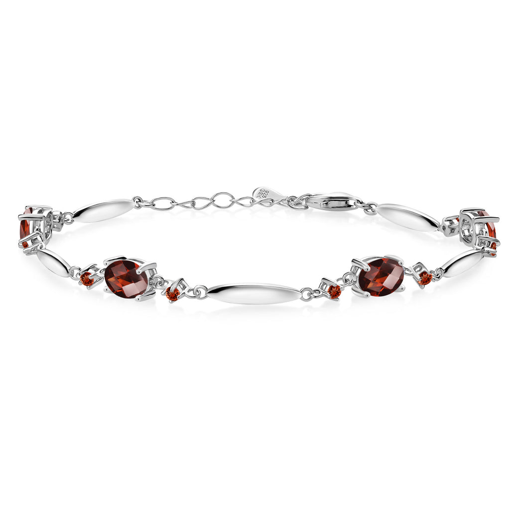 Garnet-Checkerboard - January_Bracelet in 925 Sterling Silver