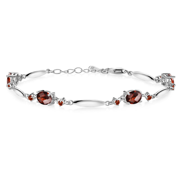 Garnet-Checkerboard - January_Bracelet in 925 Sterling Silver