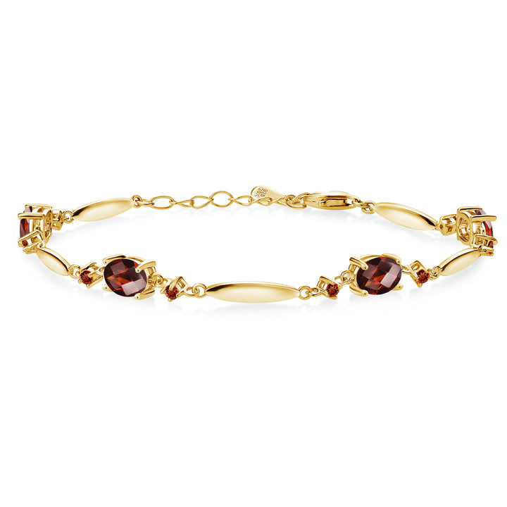 Garnet-Checkerboard - January_Bracelet in 925 Yellow Gold Plated Silver