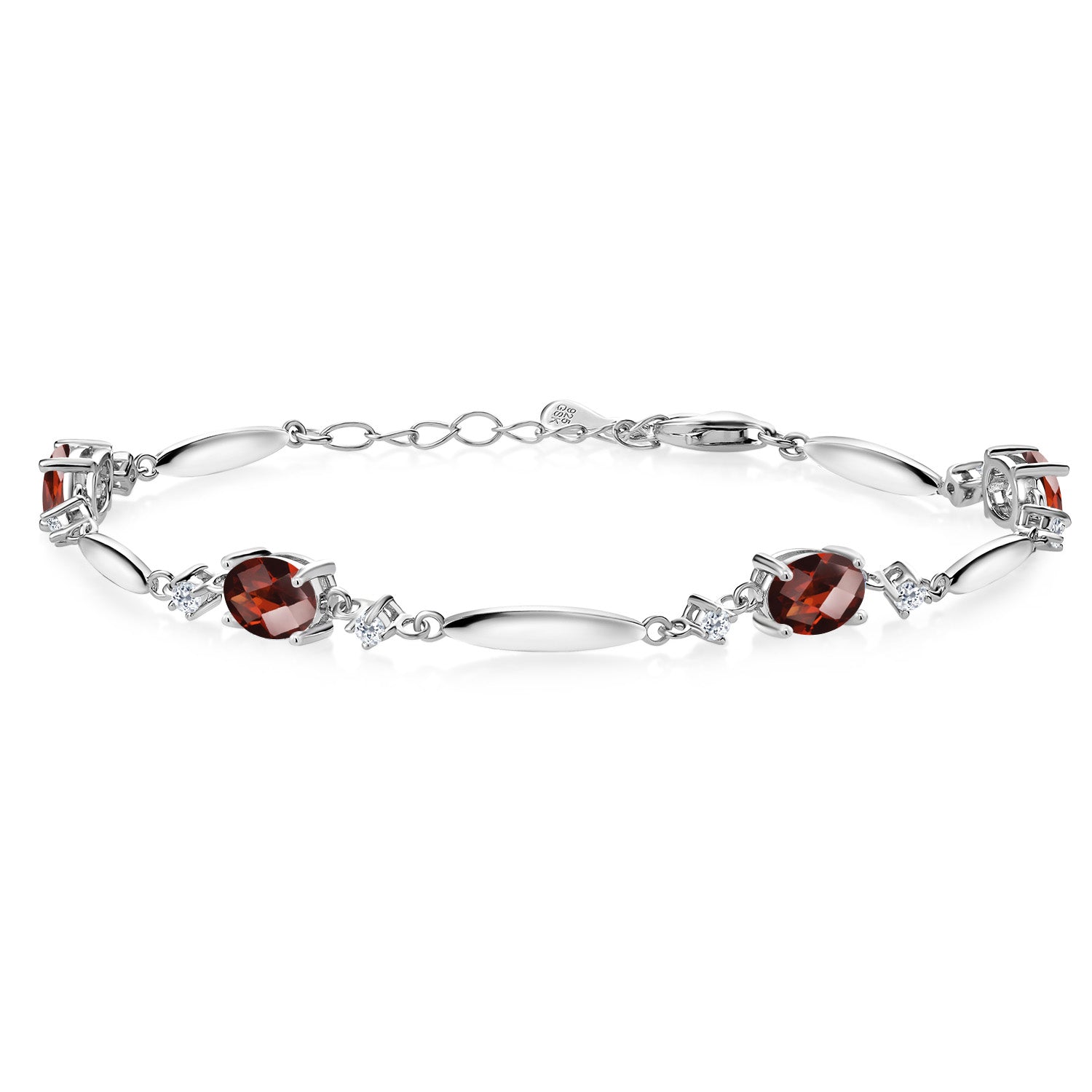 Garnet-Checkerboard - January_Bracelet in 925 Sterling Silver