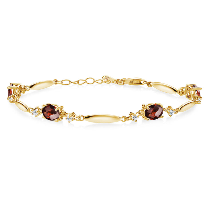 Garnet-Checkerboard - January_Bracelet in 925 Yellow Gold Plated Silver