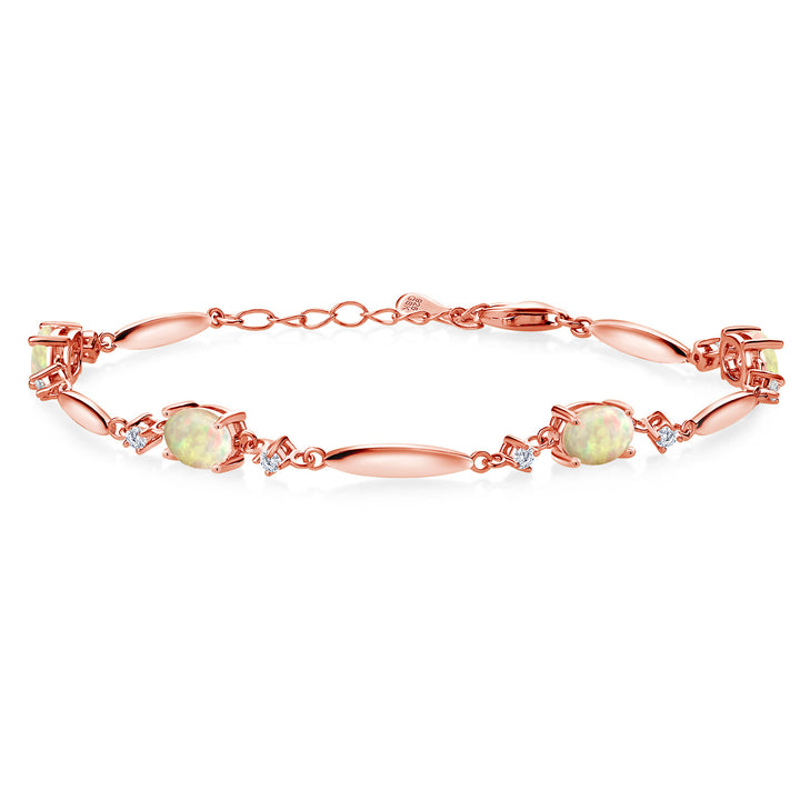 Ethiopian Opal-Cabochon - October_Bracelet in 925 Rose Gold Plated Silver