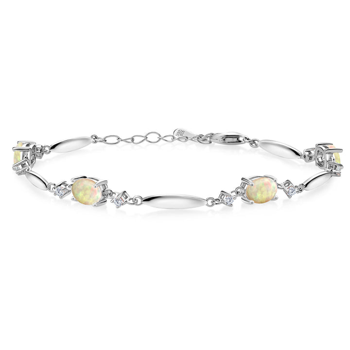 Ethiopian Opal-Cabochon - October_Bracelet in 925 Sterling Silver