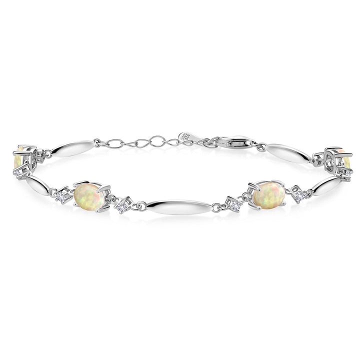 Ethiopian Opal-Cabochon - October_Bracelet in 925 Sterling Silver
