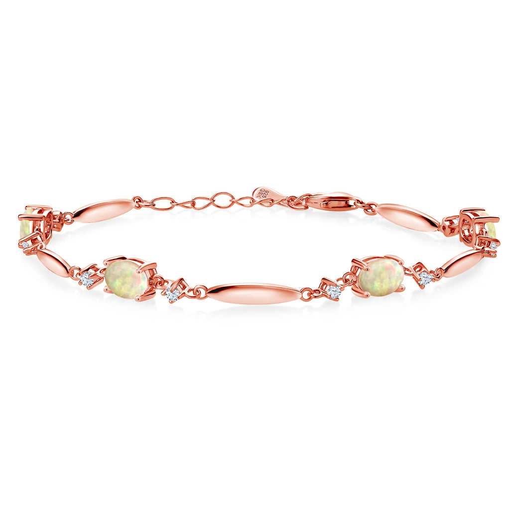 Ethiopian Opal-Cabochon - October_Bracelet in 925 Rose Gold Plated Silver