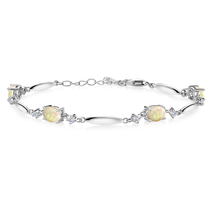 Ethiopian Opal-Cabochon - October_Bracelet in 925 Sterling Silver