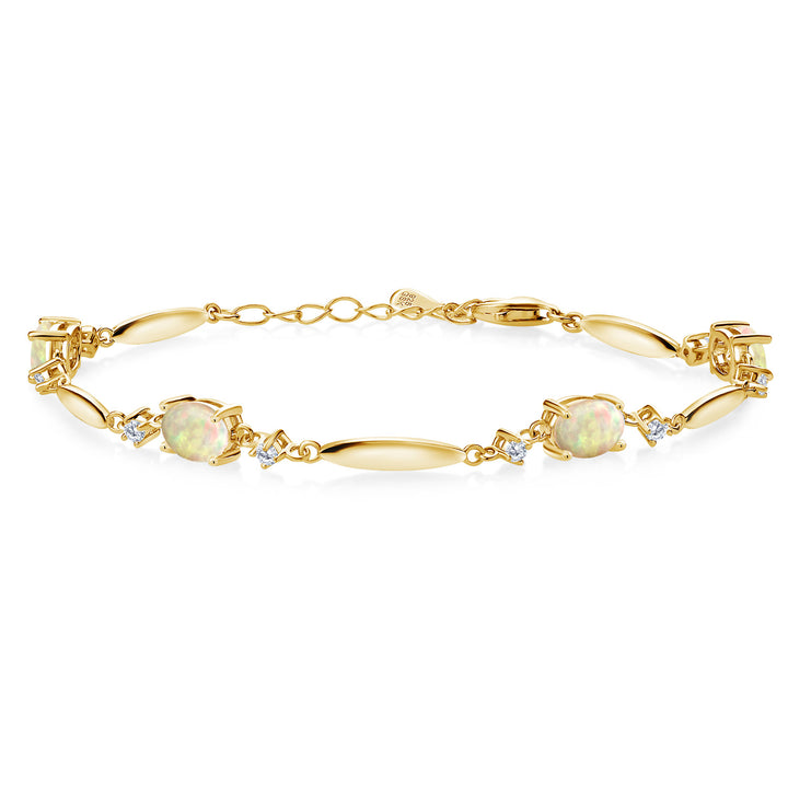 Ethiopian Opal-Cabochon - October_Bracelet in 925 Yellow Gold Plated Silver