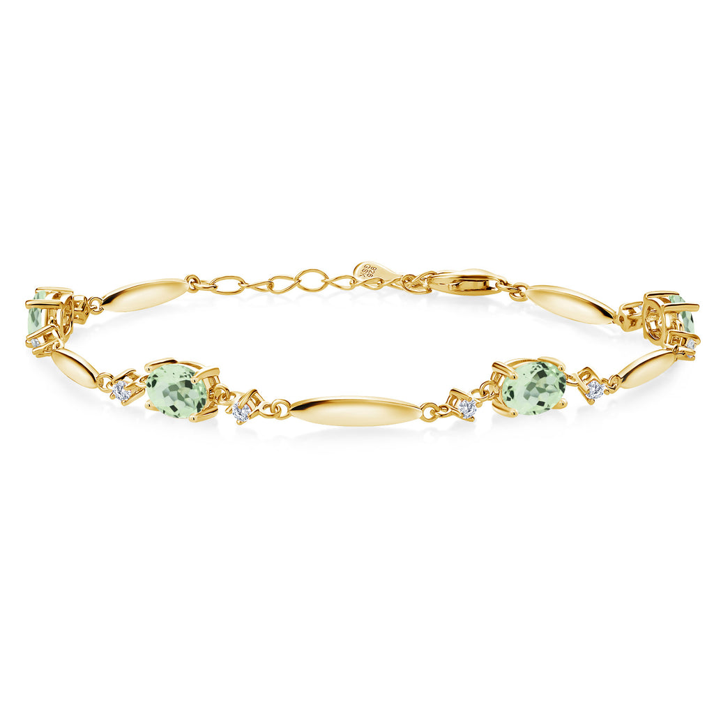 Prasiolite_Bracelet in 925 Yellow Gold Plated Silver