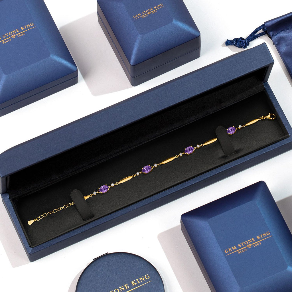 Amethyst - February_Bracelet in 925 Yellow Gold Plated Silver