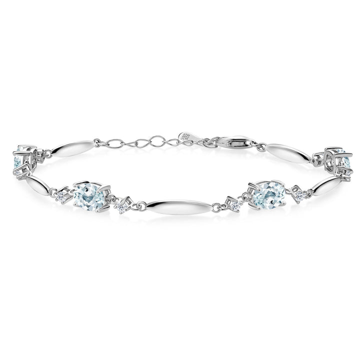 Aquamarine - March_Bracelet in 925 Sterling Silver