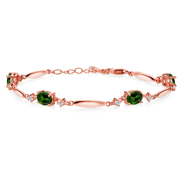 Chrome Diopside_Bracelet in 925 Rose Gold Plated Silver