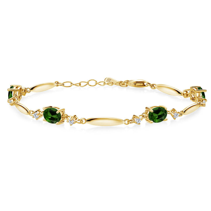 Chrome Diopside_Bracelet in 925 Yellow Gold Plated Silver