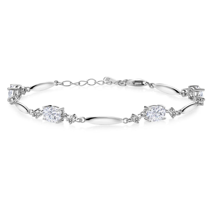 White Moissanite - April_Bracelet in 925 Sterling Silver