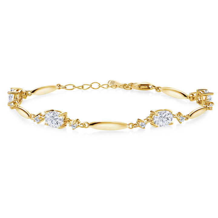 White Moissanite - April_Bracelet in 925 Yellow Gold Plated Silver