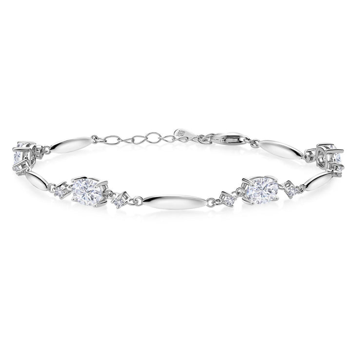 White Moissanite - April_Bracelet in 925 Sterling Silver