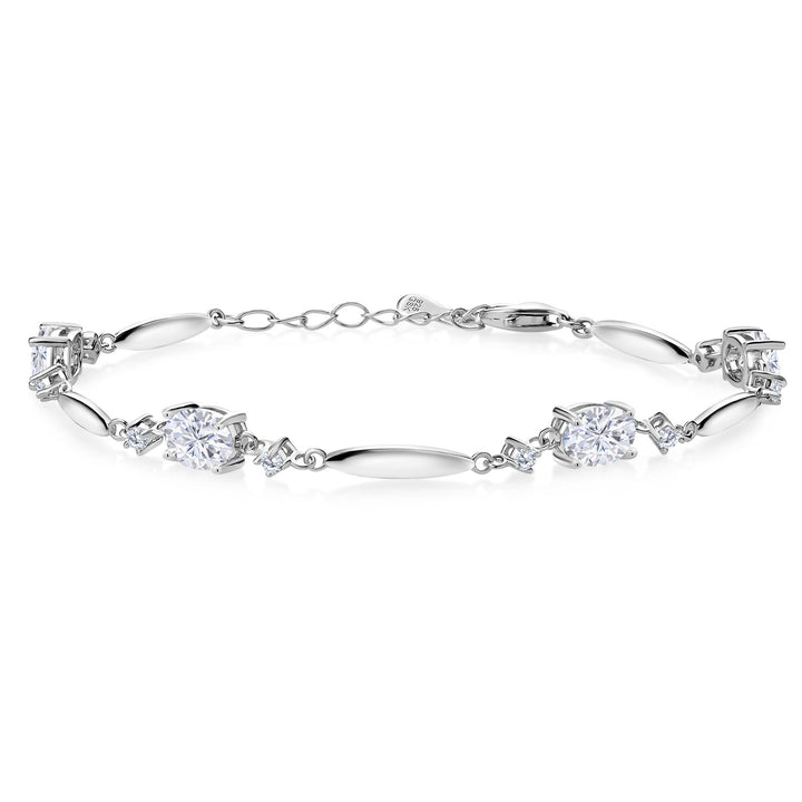 White Moissanite - April_Bracelet in 925 Sterling Silver