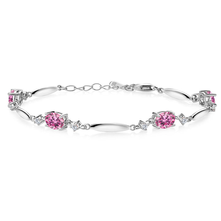 Pink Moissanite - April_Bracelet in 925 Sterling Silver