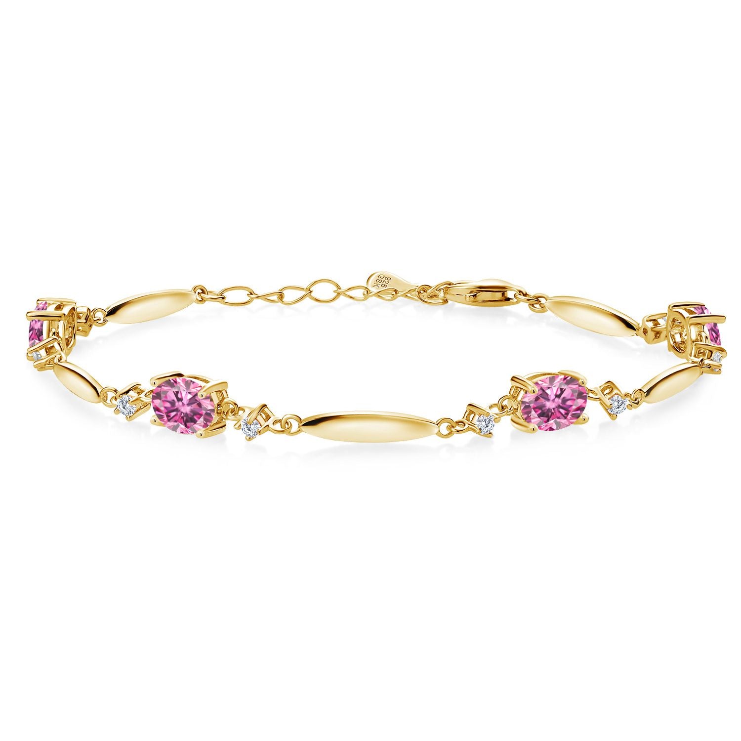 Pink Moissanite - April_Bracelet in 925 Yellow Gold Plated Silver