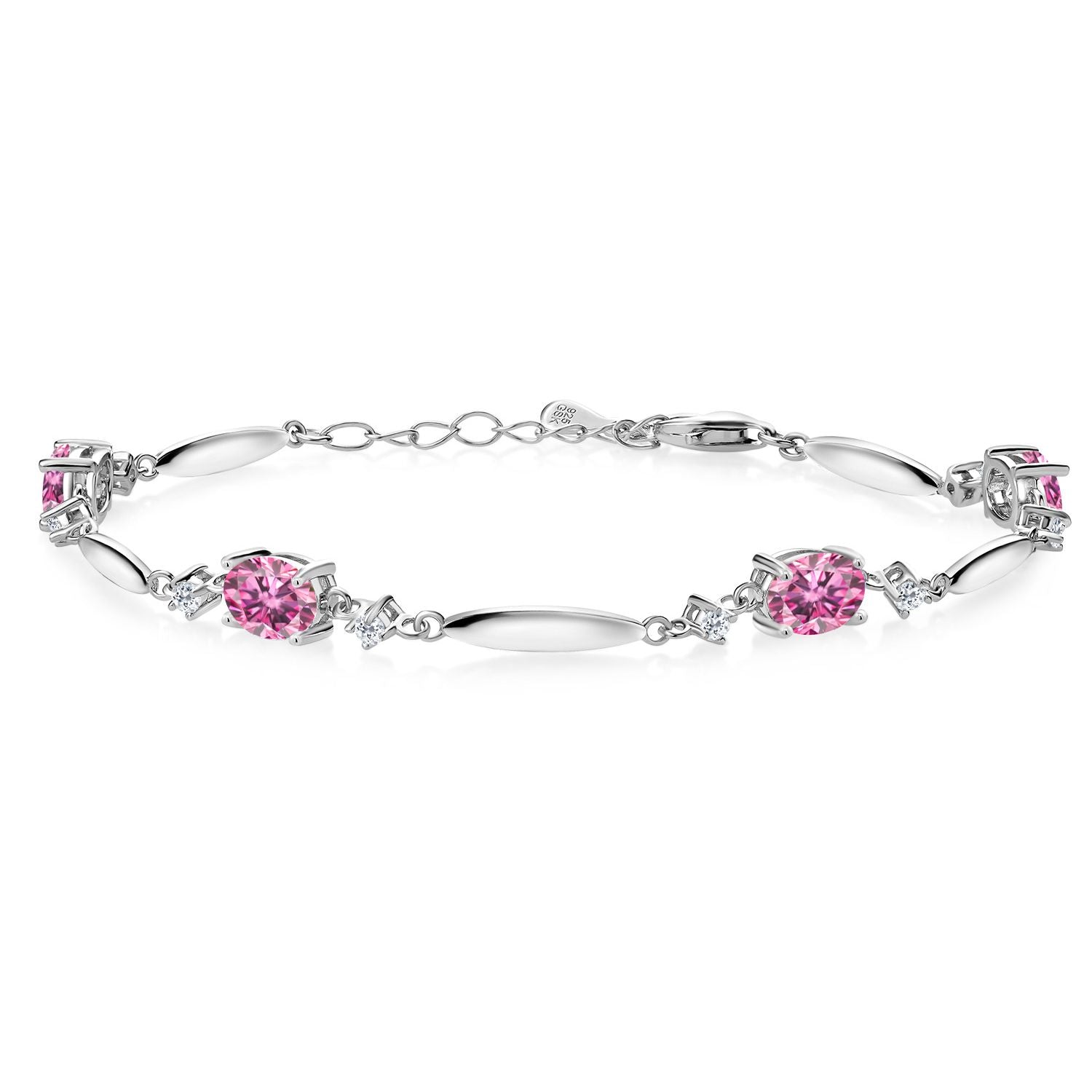 Pink Moissanite - April_Bracelet in 925 Sterling Silver
