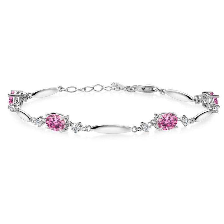 Pink Moissanite - April_Bracelet in 925 Sterling Silver