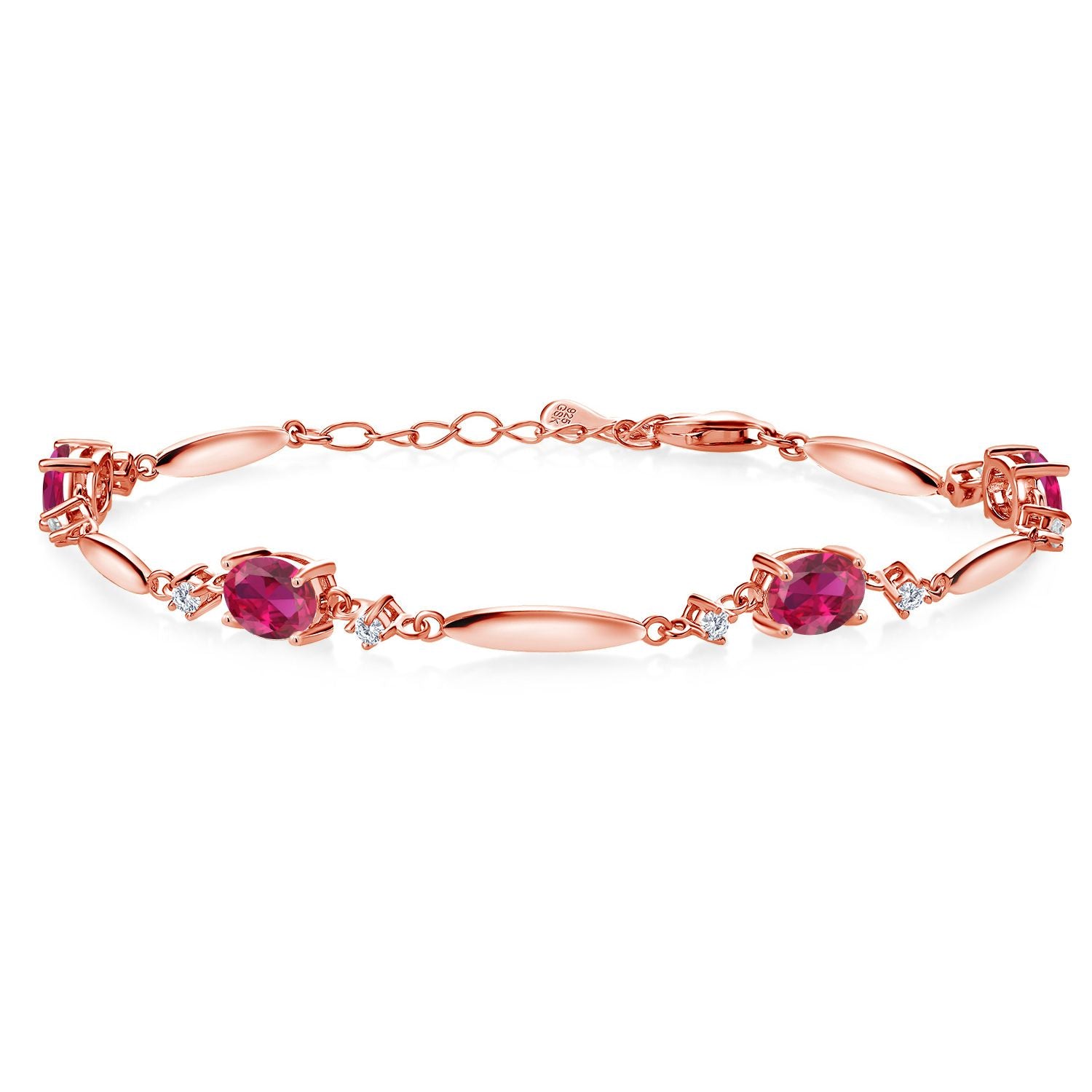 Created Ruby - July_Bracelet in 925 Rose Gold Plated Silver