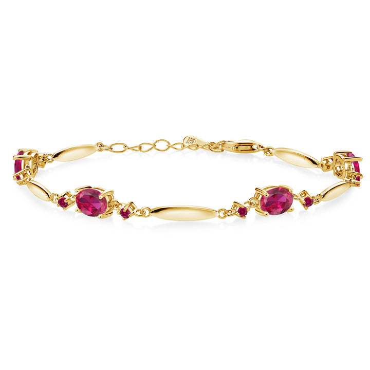 Created Ruby - July_Bracelet in 925 Yellow Gold Plated Silver