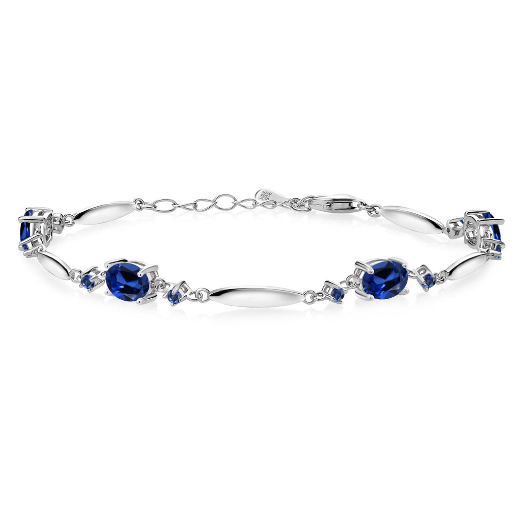 Blue Created Sapphire - September_Bracelet in 925 Sterling Silver