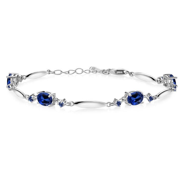Blue Created Sapphire - September_Bracelet in 925 Sterling Silver