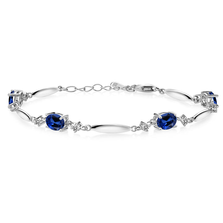 Blue Created Sapphire - September_Bracelet in 925 Sterling Silver