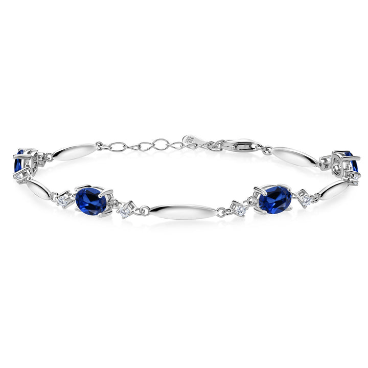 Blue Created Sapphire - September_Bracelet in 925 Sterling Silver