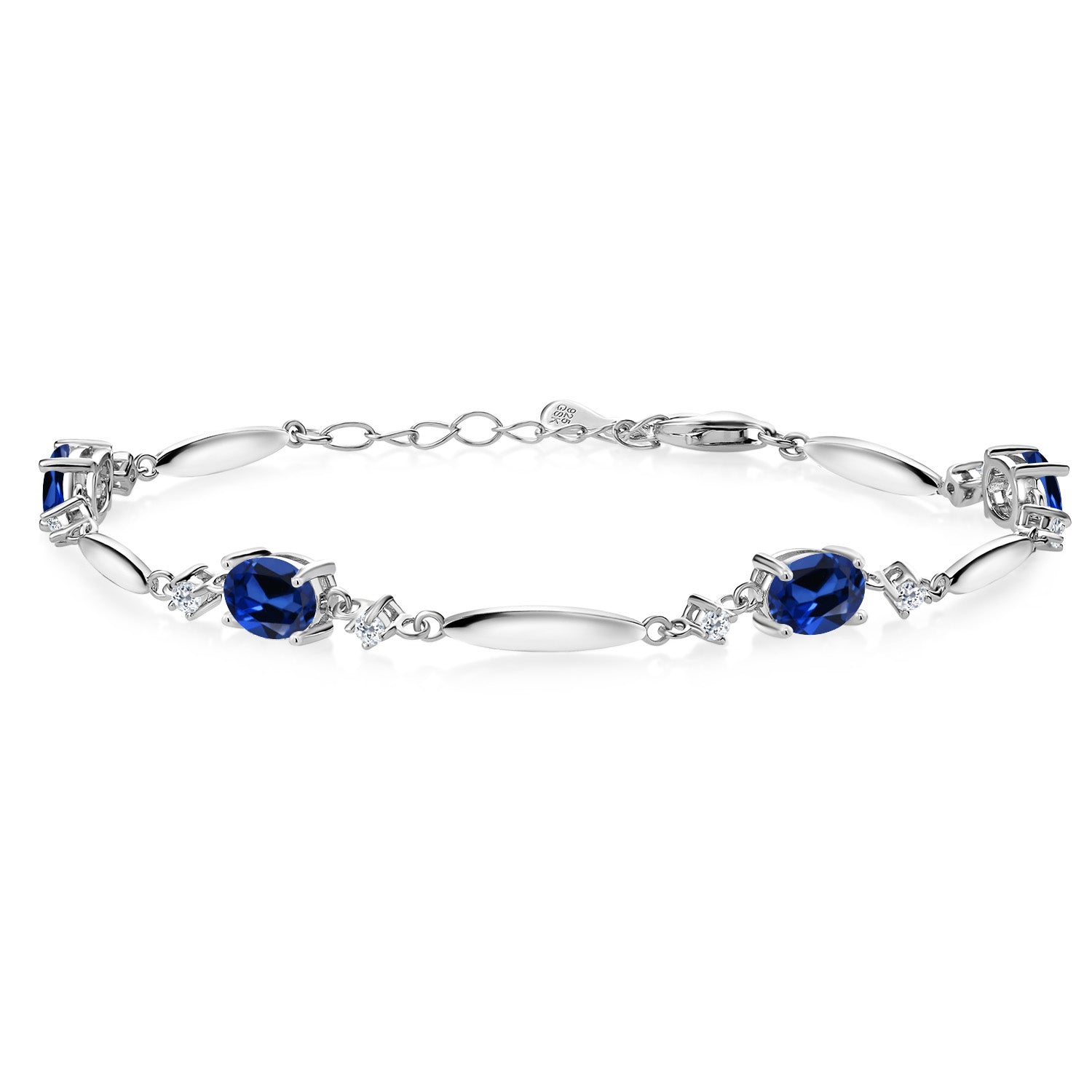 Blue Created Sapphire - September_Bracelet in 925 Sterling Silver