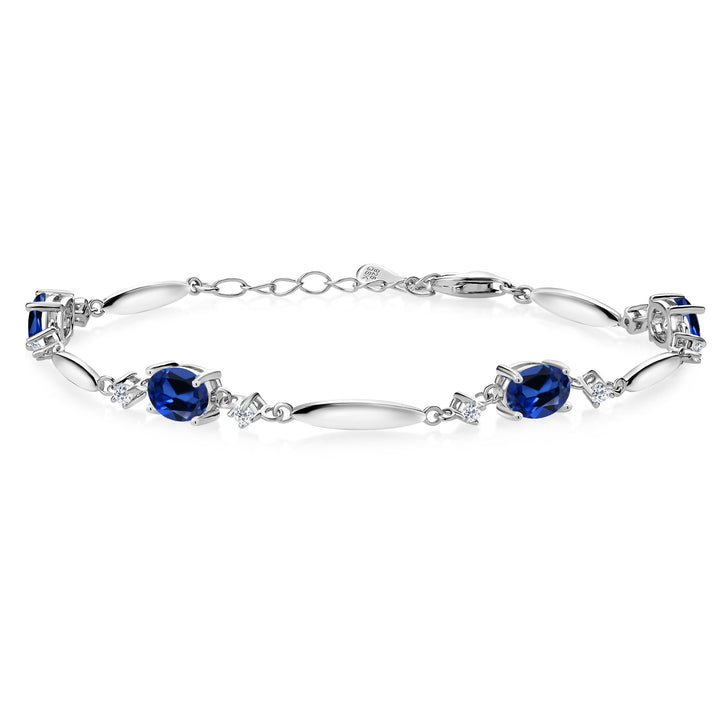 Blue Created Sapphire - September_Bracelet in 925 Sterling Silver
