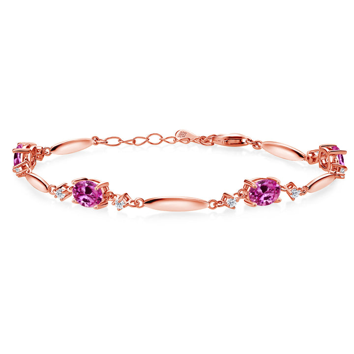 Pink Created Sapphire - September_Bracelet in 925 Rose Gold Plated Silver
