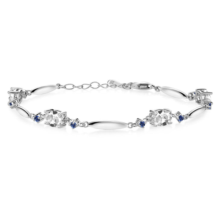 White Created Sapphire - September_Bracelet in 925 Sterling Silver