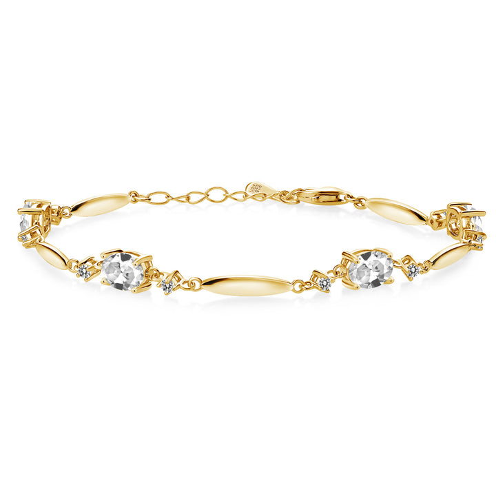 White Created Sapphire - September_Bracelet in 925 Yellow Gold Plated Silver