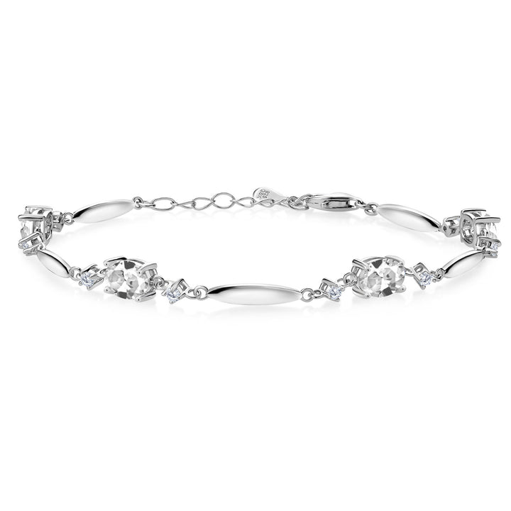 White Created Sapphire - September_Bracelet in 925 Sterling Silver