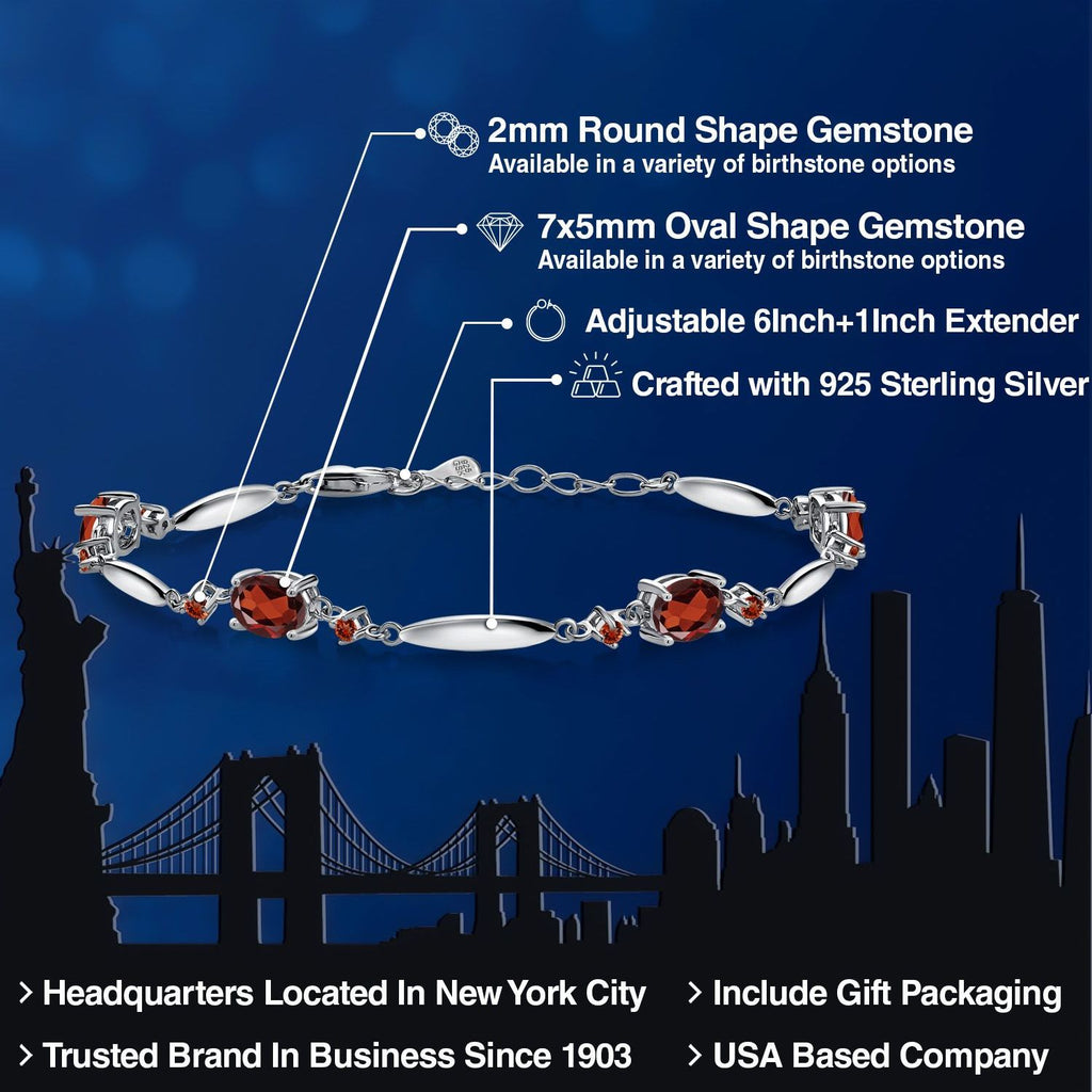 Garnet - January_Bracelet in 925 Sterling Silver